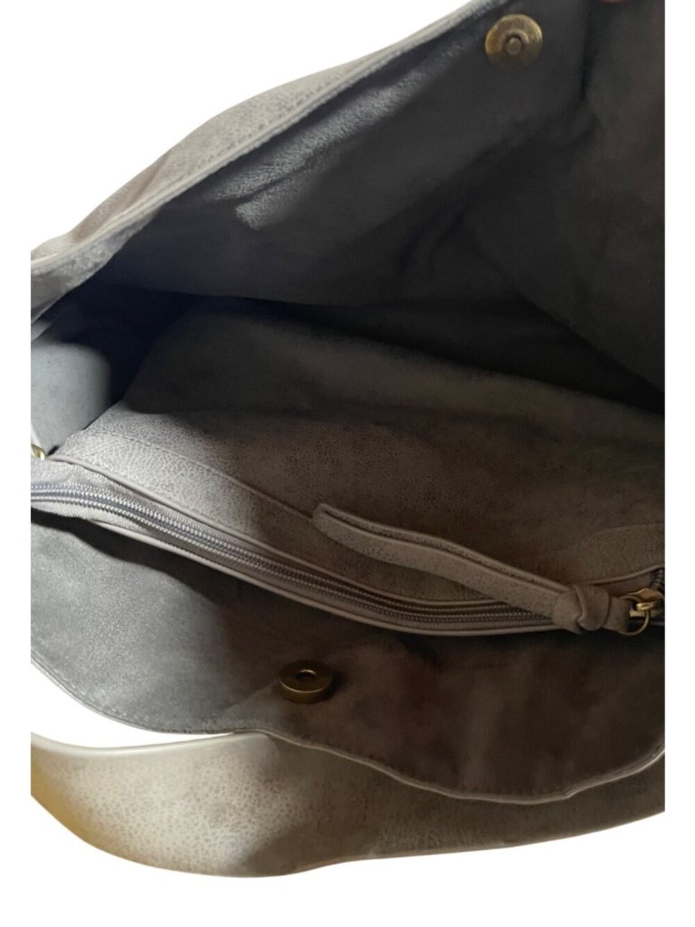 Steve Madden Drew Hobo Bag Gray Faux Leather Shoulder Bag With Gold Accents - Picture 6 of 16